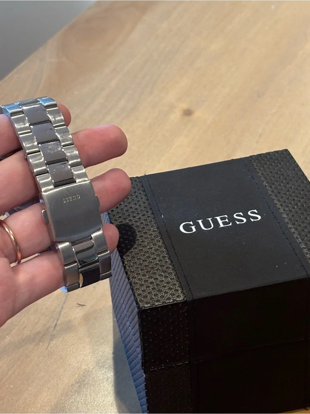 Guess Wallet with Red Logo and Gold Interior